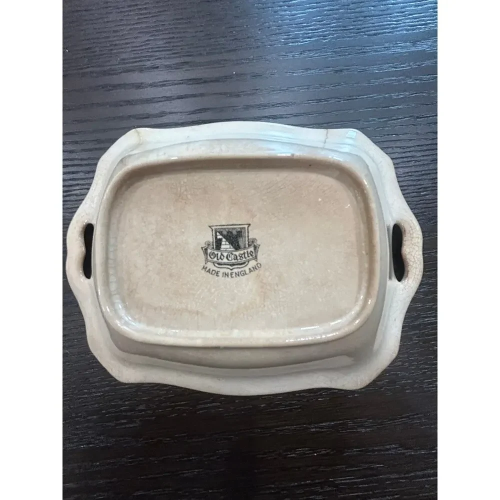 MARKED OLD CASTLE COPPER LUSTREWARE collectible dish Made in England handpainted - Picture 3 of 8